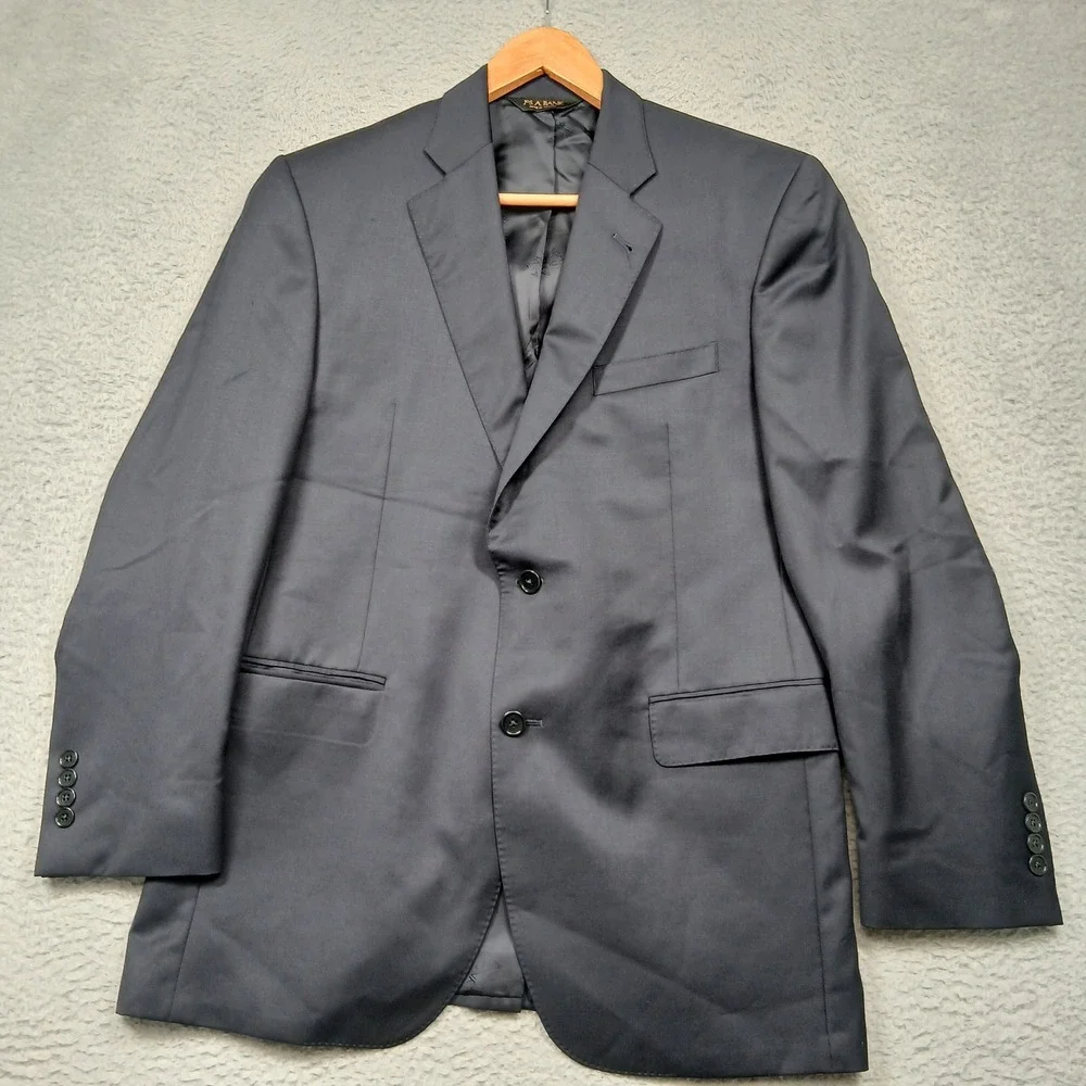 Jos A Bank Men's 40R Signature Gold Blazer 100% Wool Navy Two Button Suit Jacket
